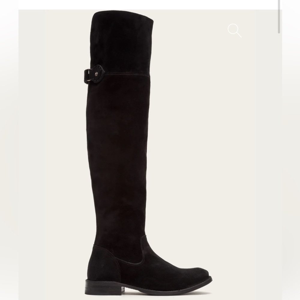 FRYE Shirley OTK Black Suede Wide Calf Over the knee Boots